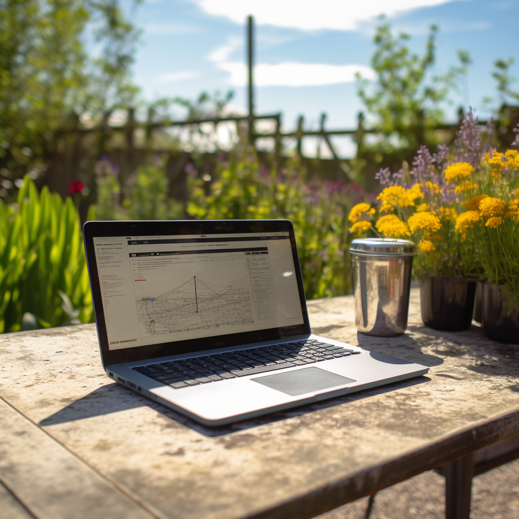 laptop in a garden